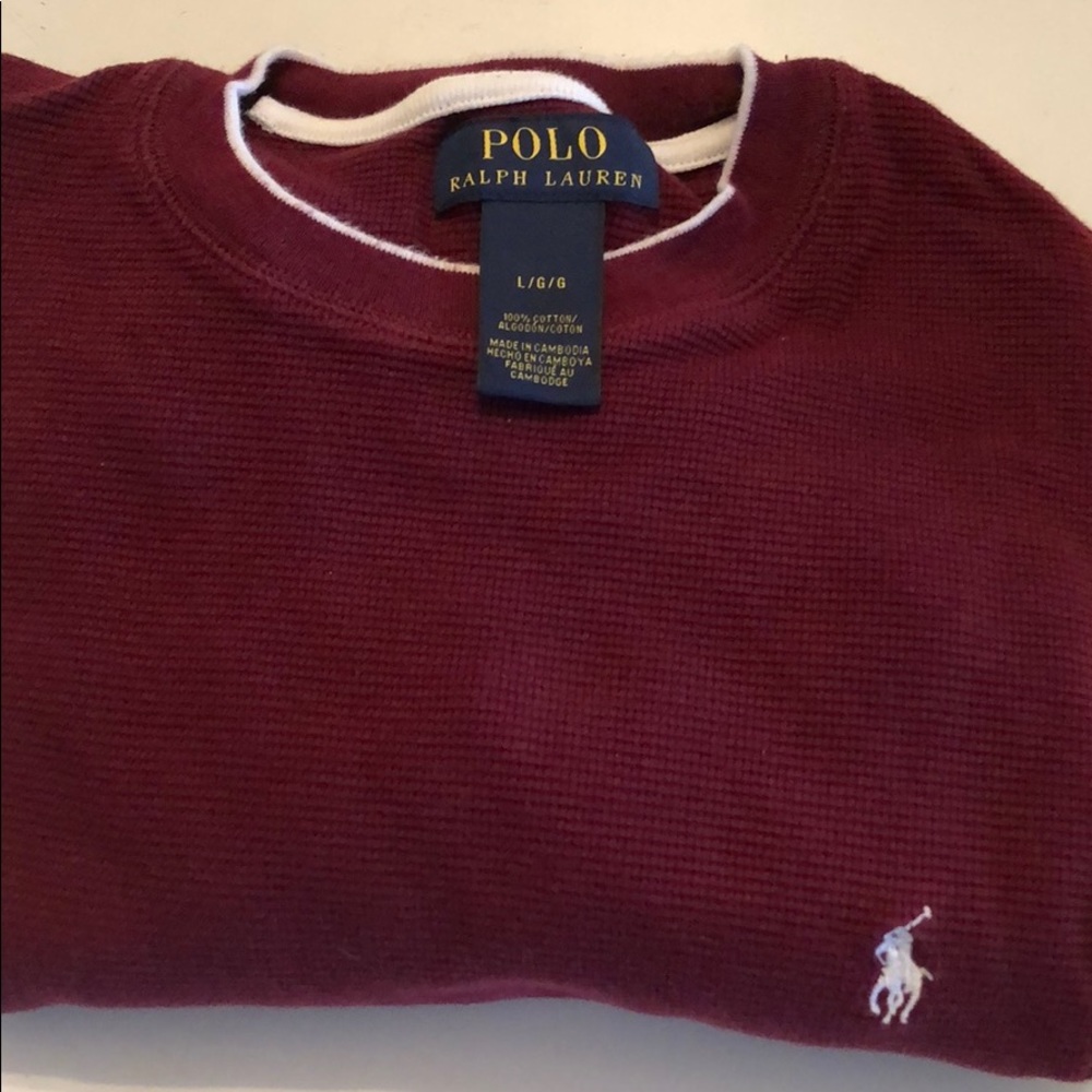 Polo Ralph Lauren red waffle knit sweater size L
